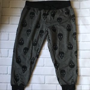 Gray with black skull design joggers size M/L